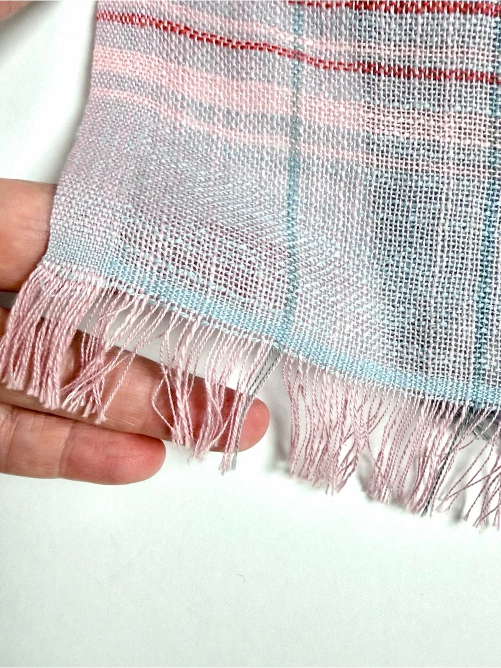 J. Jill Cotton Scarf Wrap Shawl Pink Gray Plaid Lightweight Cotton 27